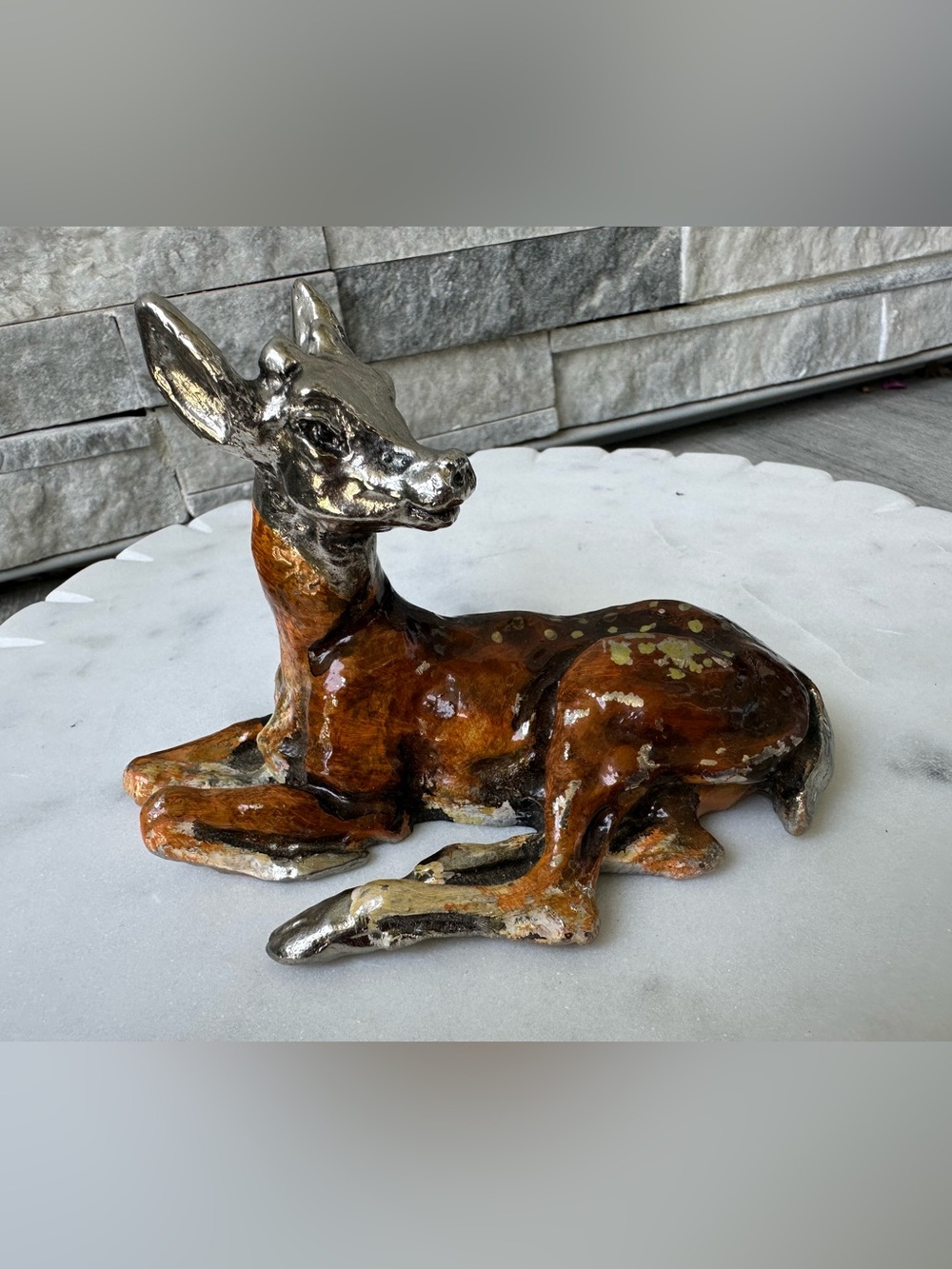 Vintage  Deer Fawn  Metal Figurine Boho Kitsch Cute Desk Weight
